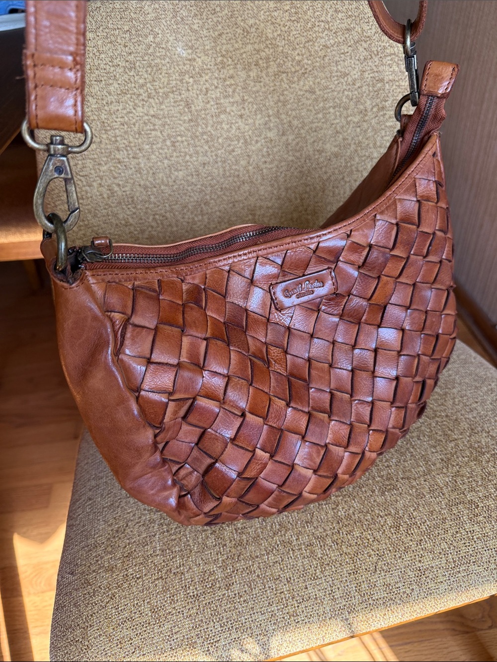 Gusti Leather Clover Crossbody Bag in Cognac Brown